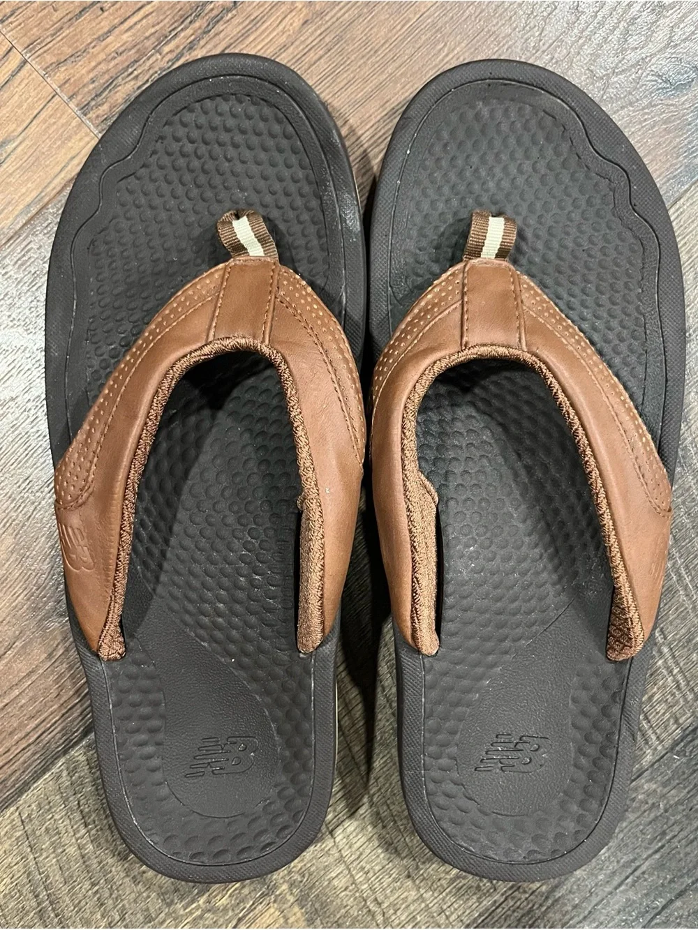 New Balance Brown & Black Men’s Leather Flip-Flops